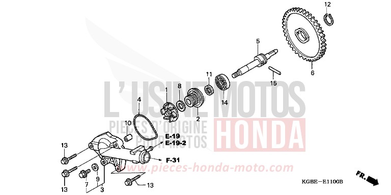 WATER PUMP for Shadow VT125C ELEGANT BEIGE METALLIC (YR217) from 2003